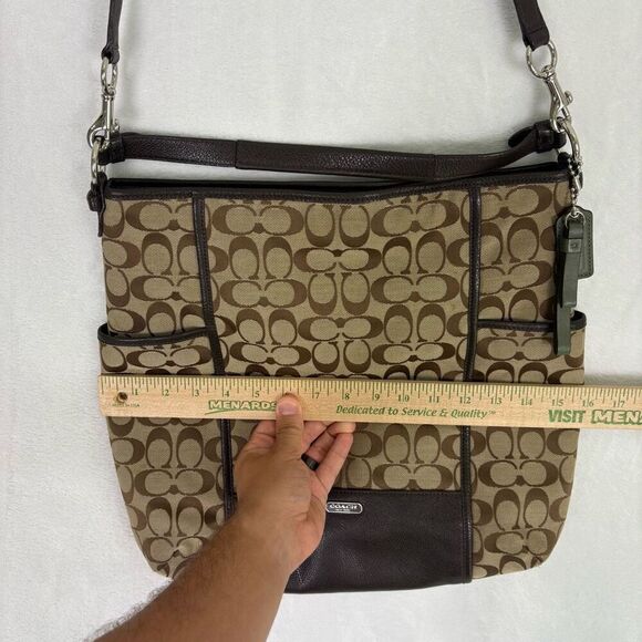 Coach Brown Monogram Leather Large Crossbody/Shoulder Purse - Picture 9 of 16